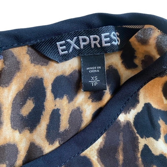 Express Sleeveless Brown Black Cheetah Animal Print Blouse XS - Picture 6 of 11
